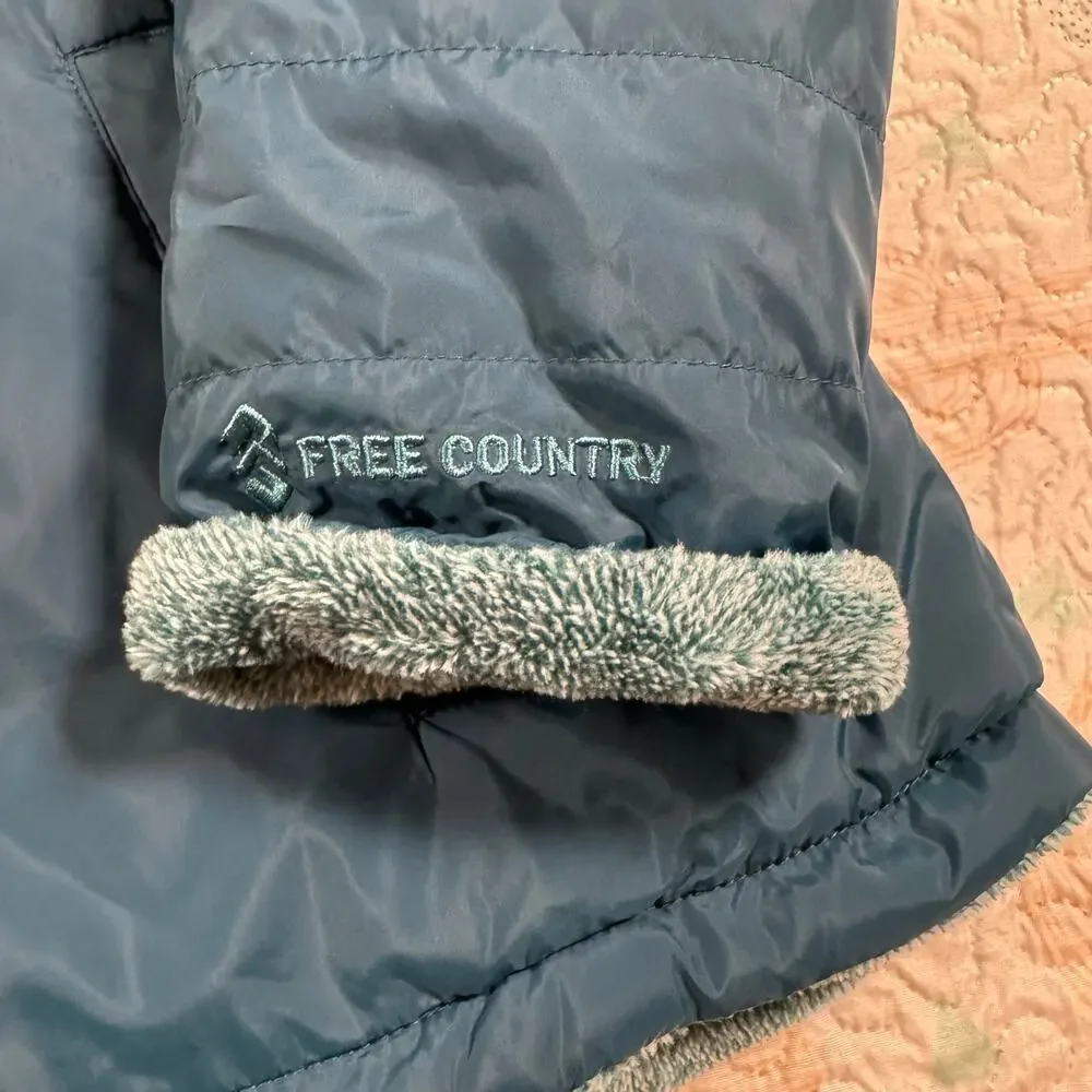 Free Country Reversible Jacket Womens XL Blue Fleece Lined Coat - Picture 5 of 11
